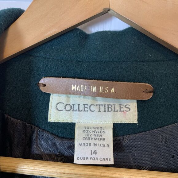 Collectibles Made in USA Overcoat Womens 14 Wool Blend Green  VTG 80s - Picture 2 of 11